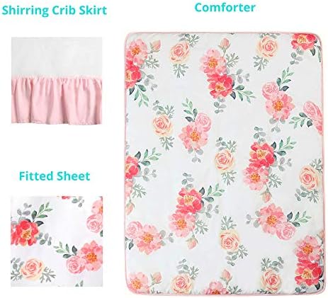 La Premura Baby Girl Crib Bedding Set 3 Piece