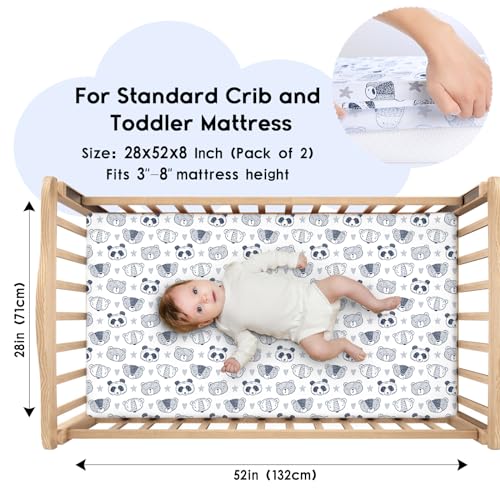 Yoofoss 2 Pack Crib Sheets Panda Design
