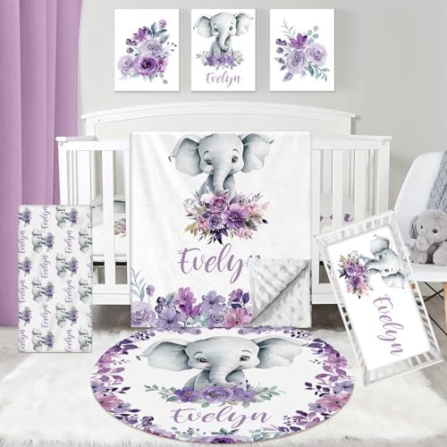 Dyoart Personalized Baby Bedding Set with Elephants