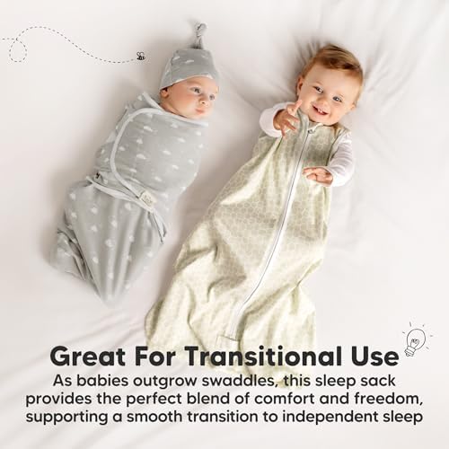 KeaBabies 2-Pack Zipper Sleep Sacks - 05TOG Organic Cotton Bunnies