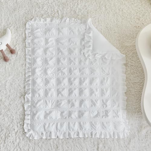 UOZZI BEDDING Ruffled Crib Bedding Set - White