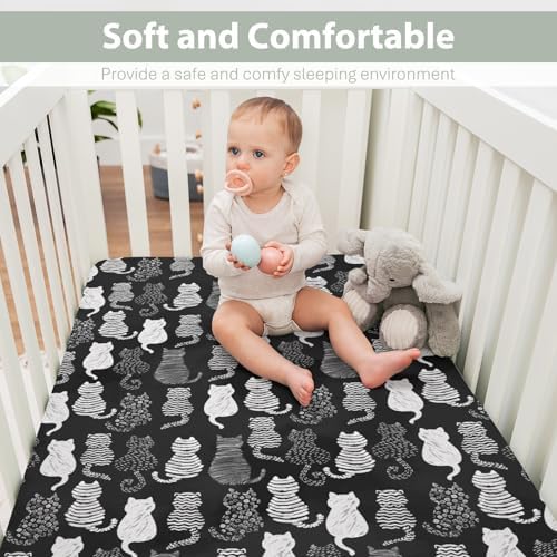 Stylish Cat Print Fitted Crib Sheets for Baby
