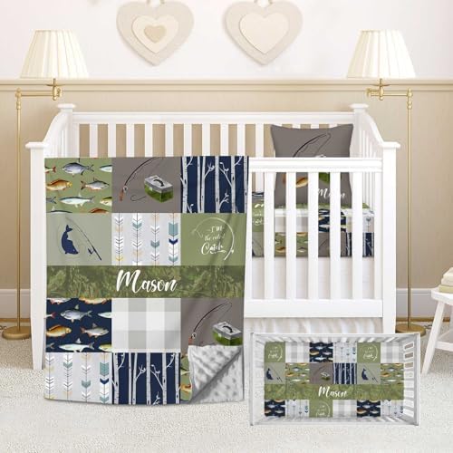 Noverbibi Custom Name Crib Bedding Set for Boys