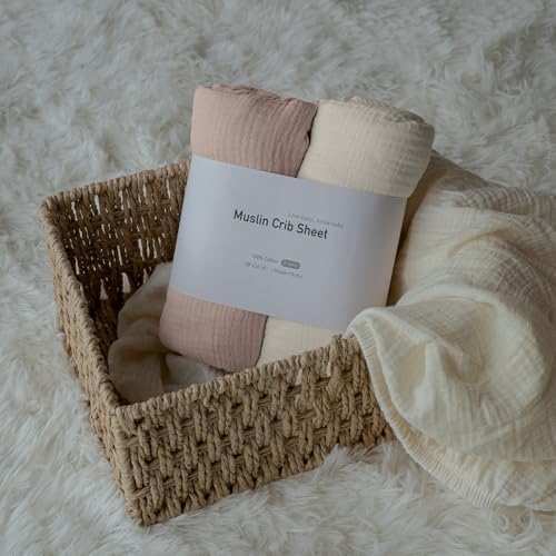 LYRICHOM Muslin Mini Crib Sheets 2 Pack