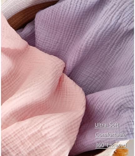TILLYOU Muslin Bassinet Sheets 2 Pack Light Purple Pink