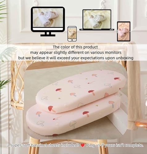 SDY Mushroom Bassinet Sheets Set 2 Pack
