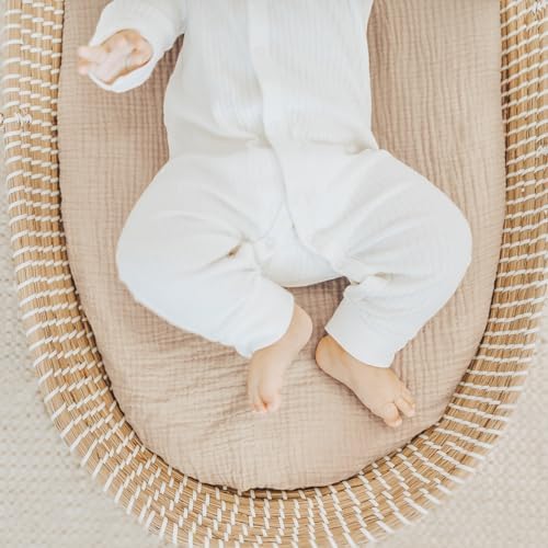 Konssy Muslin Bassinet Sheets 2 Pack Soft Breathable for Baby