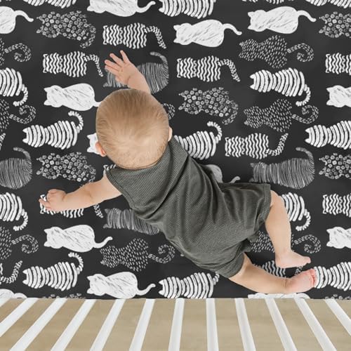 Stylish Cat Print Fitted Crib Sheets for Baby