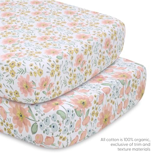 The Peanutshell 4-Piece Organic Cotton Baby Bedding Set for Girls - Wildflower