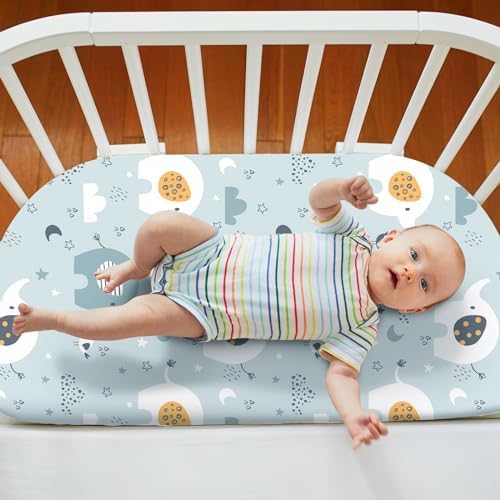 Rtteri 4 Pcs Baby Bassinet Sheets Soft Cotton Animals