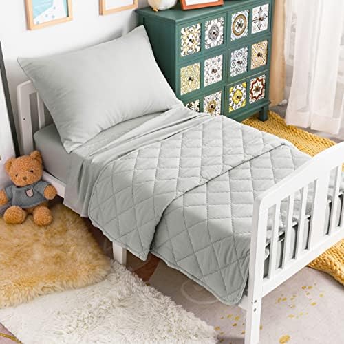 NTBAY Toddler Bedding Set - 4 Piece Light Grey