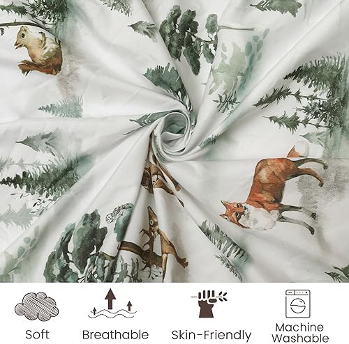 PHF 3 Pack Bassinet Sheets with Deer and Squirrels Pattern