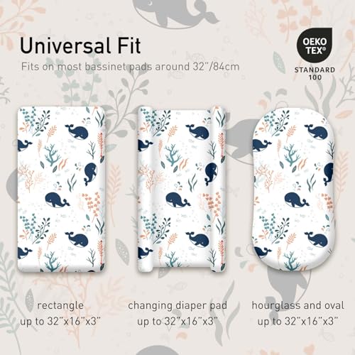 GLLQUEN Baby Bassinet Sheets Set 2-Pack Sea Lions 1