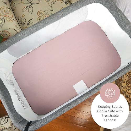 TANSY PANDA Muslin Bassinet Sheets 3 Pack 19x32in Pink Rainbow