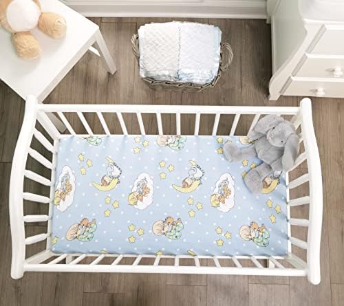 Precious Moments 2 Pack Baby Cradle Sheets - Fitted Set for Baby Boy