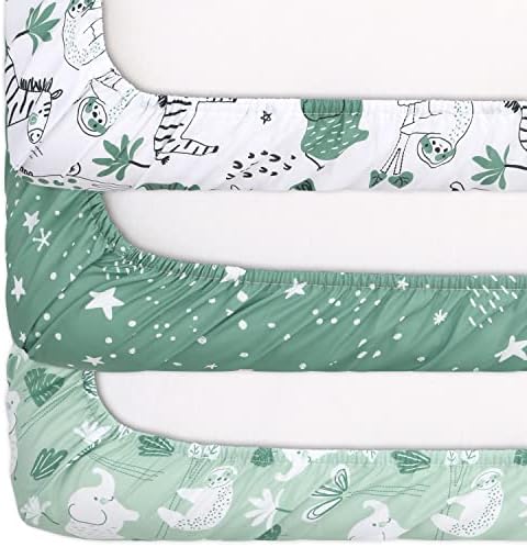The Peanutshell 3-Pack Green Safari Playard Sheets