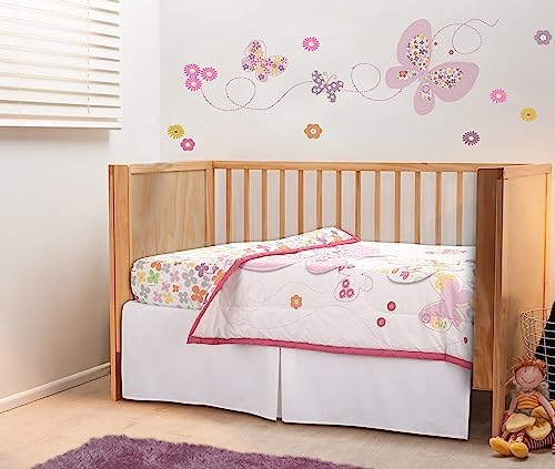 Bedward 100 Cotton Crib Bedding Set - Floral Butterfly Design