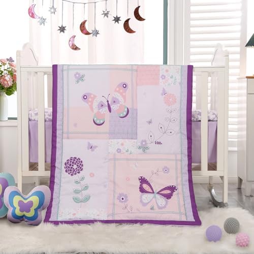 Wowelife Butterfly Crib Bedding Set for Girls