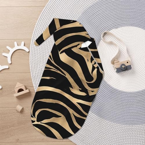 Soft Stretchy Gold Zebra Print Swaddle Blanket Set