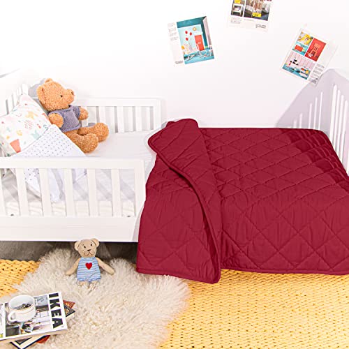 NTBAY Down Alternative Toddler Comforter Lightweight and Warm Red Crib Quilted Blanket