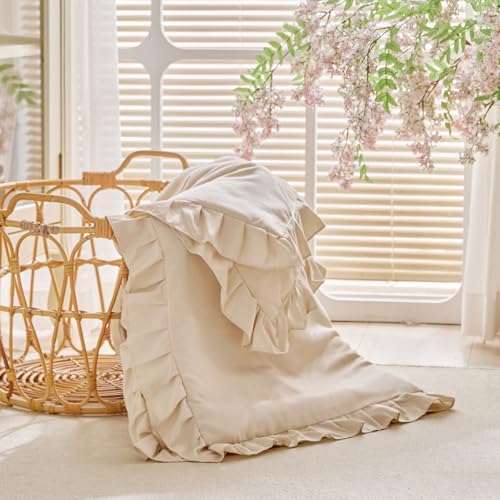 UOZZI BEDDING Ruffled Crib Comforter - 43x60 Cream