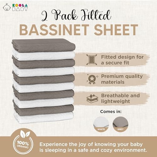 KoolerThings Bassinet Sheets 2 Pack - Organic Cotton