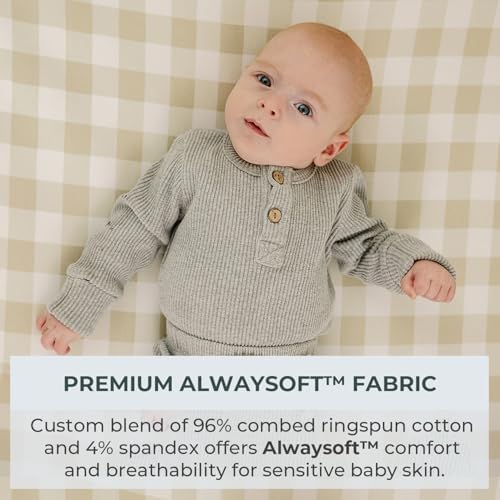 Pobibaby 2 Pack Crib Sheets for Boys Gingham Khaki 1
