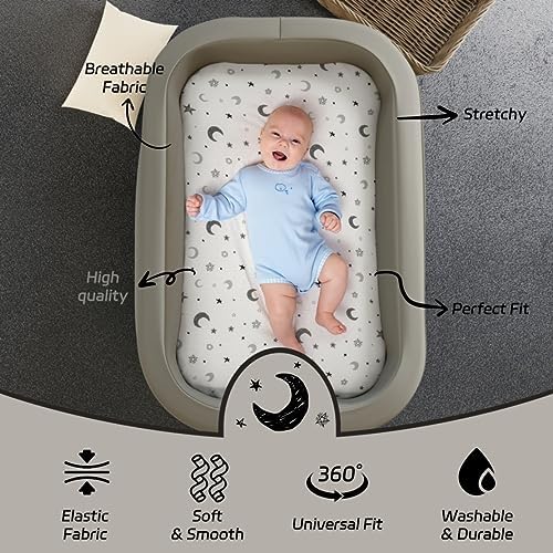 FIGEPO 4 Pack Star and Moon Baby Bassinet Sheets Set 1