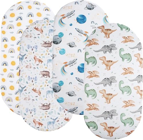 Tontukatu 4 Pack Bassinet Fitted Sheets 18x36 Inch