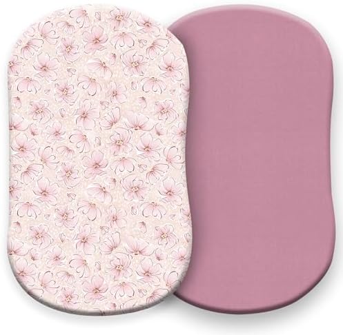 Pobibaby 2 Pack Bassinet Sheets - Ultra-Soft Cotton 33x20 for Girls