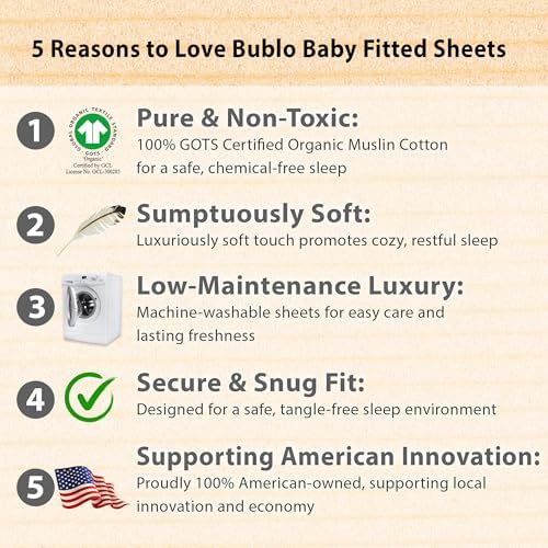 Bublo Baby 3 Pack Organic Muslin Bassinet Sheets