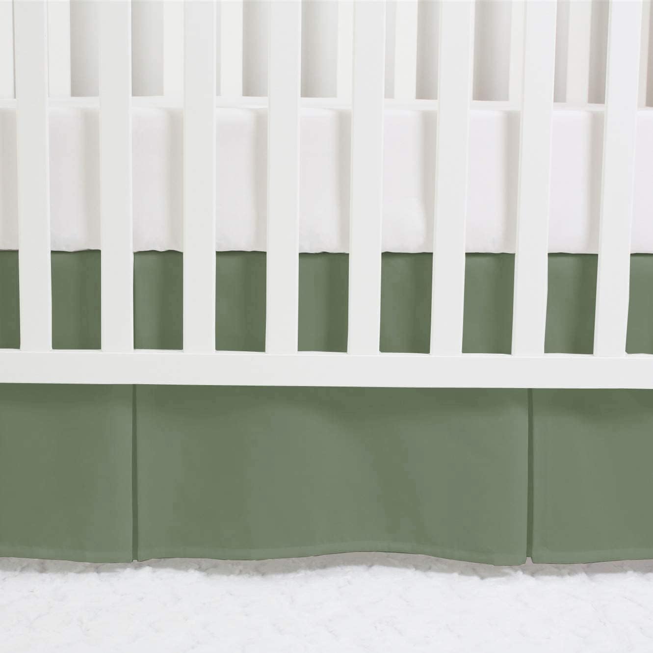 Linens Limited Box Pleated Crib Bed Skirt Sage Solid 28x52