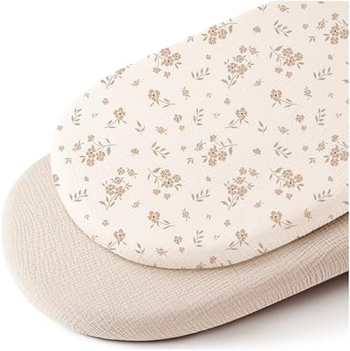Konssy Muslin Bassinet Sheets 2 Pack Soft Breathable for Baby
