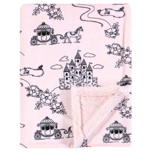 Hudson Baby Infant Girl Plush Blanket with Furry Binding - Fairytale Princess