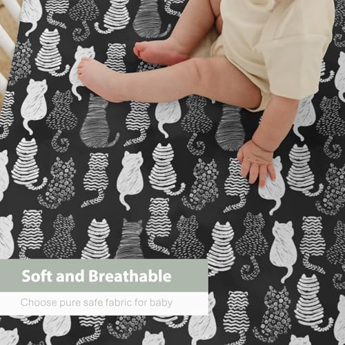 Stylish Cat Print Fitted Crib Sheets for Baby