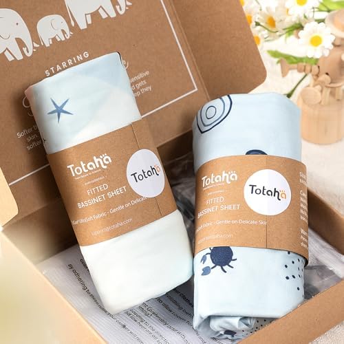 TotAha Bassinet Sheets 2 Pack - Buttery Soft and Stretchy