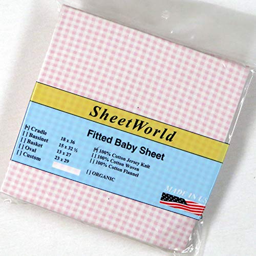 Pink Gingham Cotton Cradle Sheet - 18 x 36