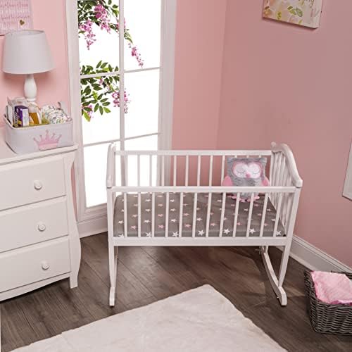 EVERYDAY KIDS 2 Pack Cradle Sheets - Pink Purple Owl Heart Star 100 Cotton
