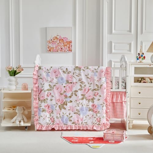 UOZZI BEDDING 3-Piece Floral Crib Bedding Set