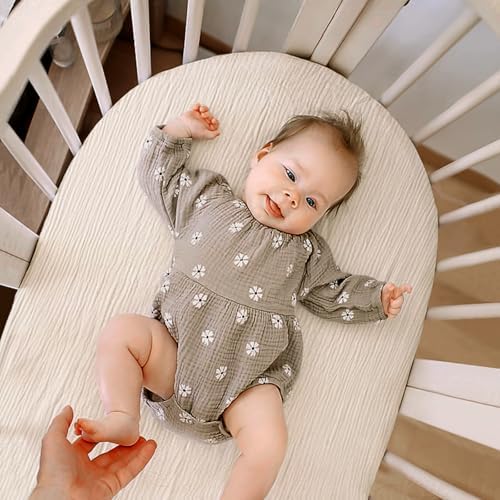 lulumoon Muslin Cotton Bassinet Sheets Neutral for Boys and Girls