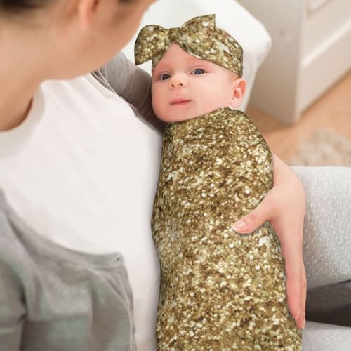 RAAPSBRW Gold Confetti Glitter Butterfly Headband Swaddle Set