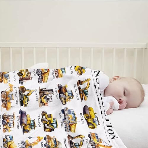 MATCHASTAR Truck Custom Name Flannel Throw Blanket for Kids
