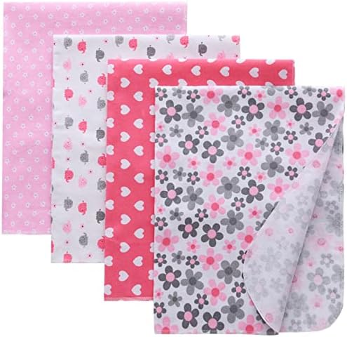 Gina Era Flannel Baby Blankets 4-Pack 30x30 Inch