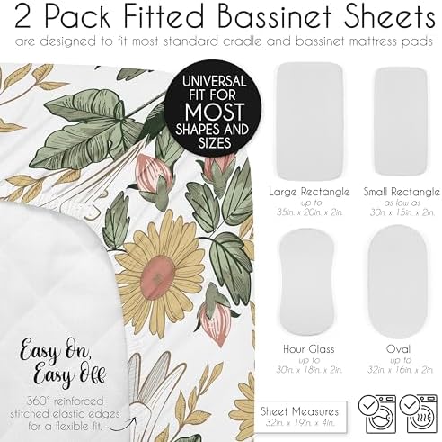 Sweet Jojo Designs Bassinet Sheet Set 2 Pack