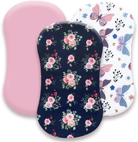 AMROSE 3 Pack Heavenly Soft Bassinet Sheets for Baby Girls 1