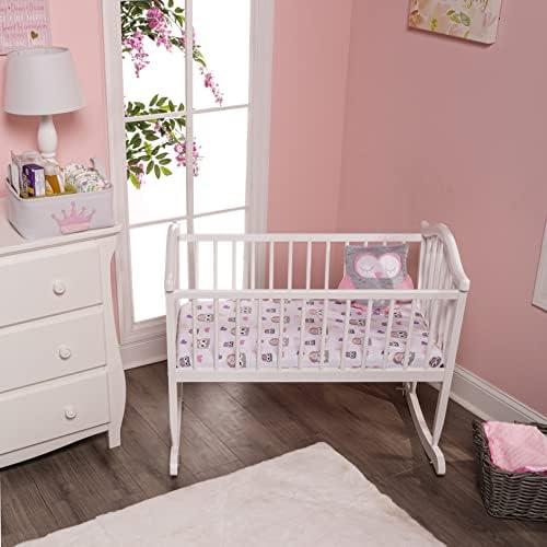EVERYDAY KIDS 2 Pack Cradle Sheets - Pink Purple Owl Heart Star 100 Cotton