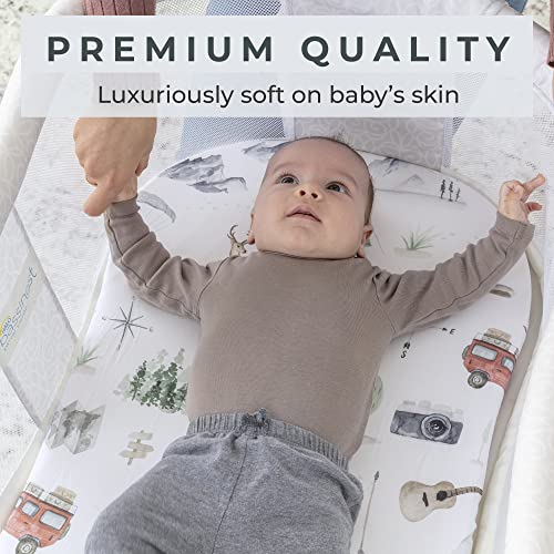 Pobibaby 2 Pack Bassinet Sheets - Woodland Pattern Soft Cotton Blend
