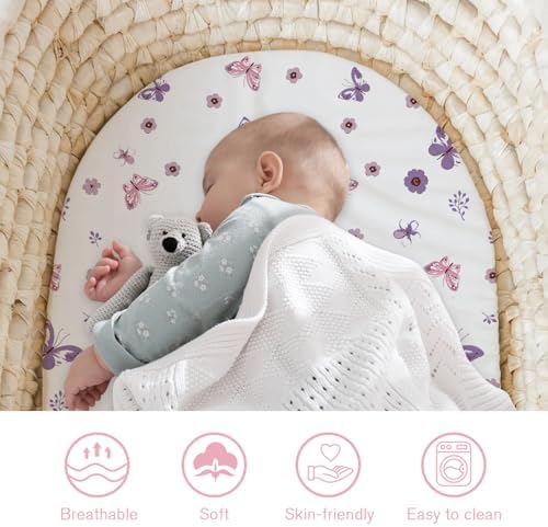 Little Grape Land Bassinet Sheets 4 Pack - Soft Microfiber Girl Themed 38x26x4