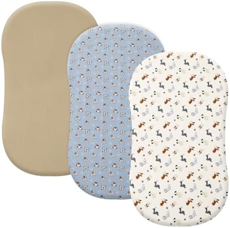 PHF 3 Pack Bassinet Sheets with Pet Dogs Design