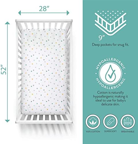 Featherhead 2-Pack Fitted Crib Sheets - 100 Cotton Jersey Grey Polka